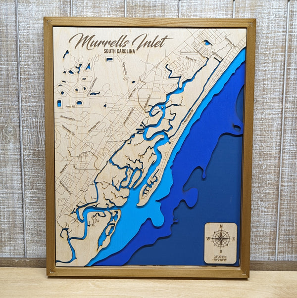 Murrells Inlet, SC Layered wood map