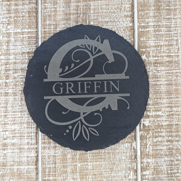 Slate Griffin monogram coaster