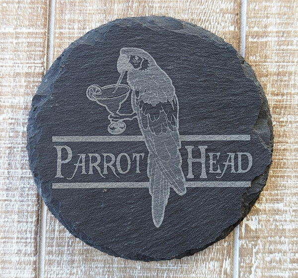 Slate parrot head coaster
