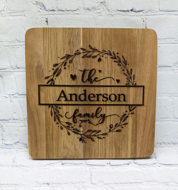 Engraved "Anderson" wood trivet