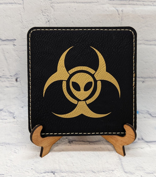 Radioactive leatherette coaster