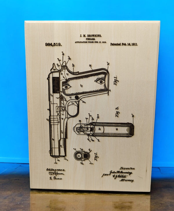 1911 patent Basswood plaque