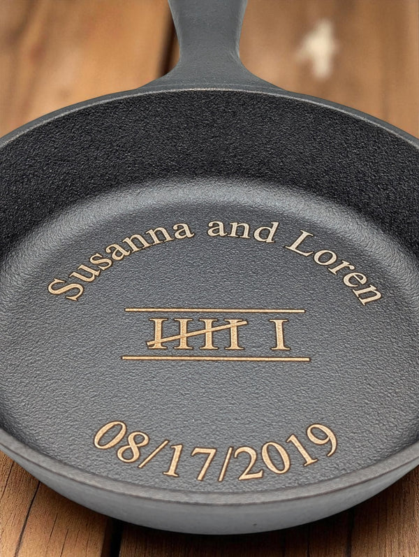 Cast iron skillet laser engraved cast iron skillet, 6.5", personalized,