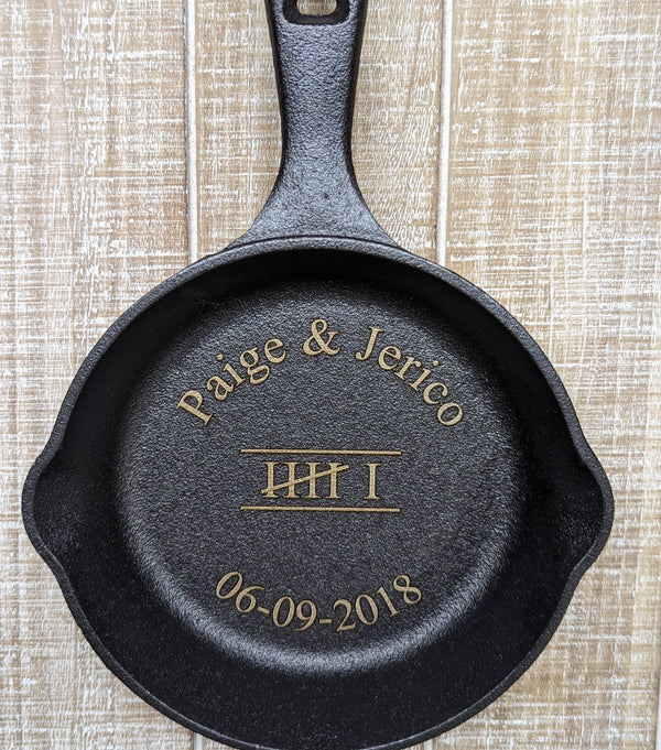 Cast iron skillet laser engraved cast iron skillet, 6.5", personalized,