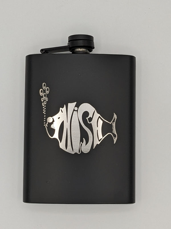 PHISH laser engraved 8 oz flask. Black coated Stainless Steel.