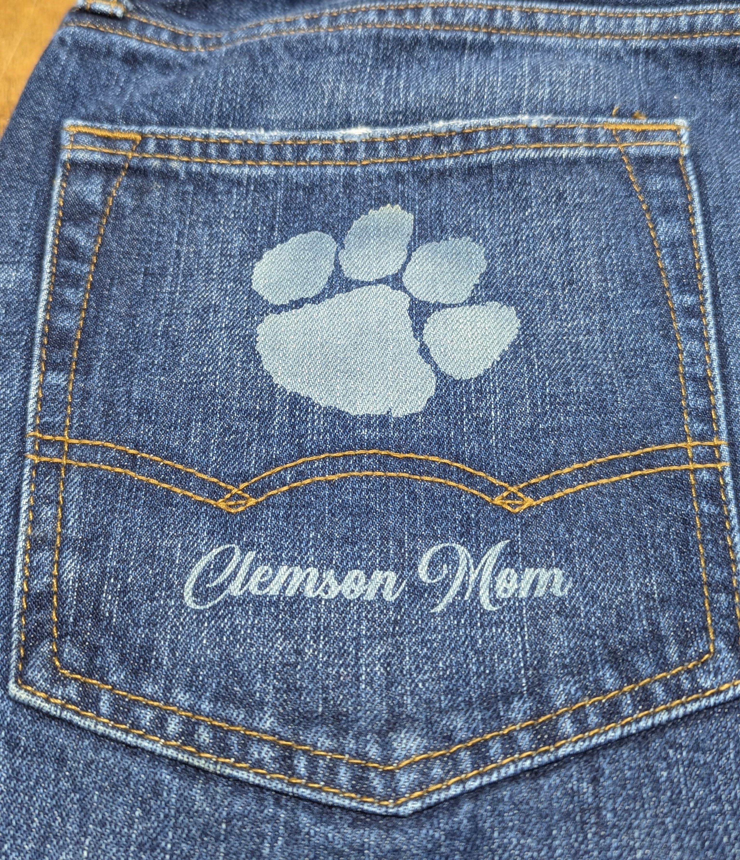 Laser Etching SERVICE ONLY - Tiger Paw etched on Jeans
