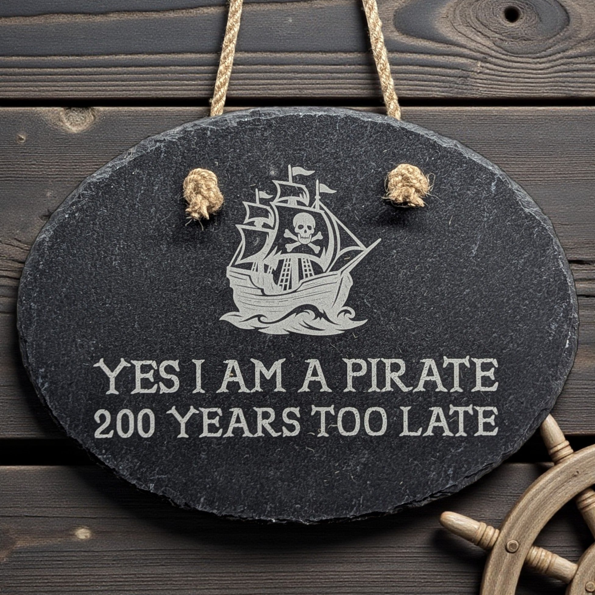 Laser Engraved Slate Hanging Sign: Pirate Looks at 40, Jimmy Buffett Gift