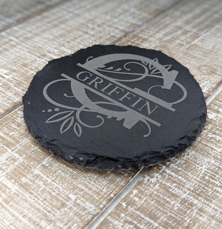 Slate Griffin monogram coaster