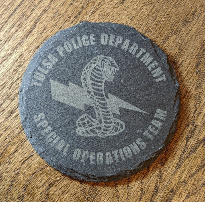 Tulsa police slate coaster