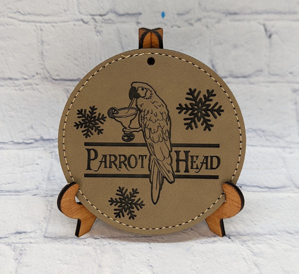 Parrot Head leatherette ornament